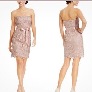 Adrianna Papell Strapless Pink Lace Dress